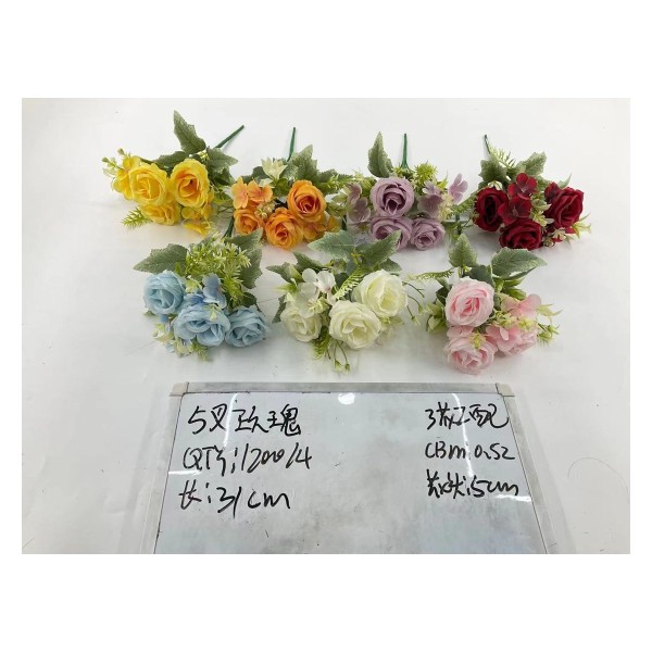 Ramo pequeno de flores artificiales 3花2配